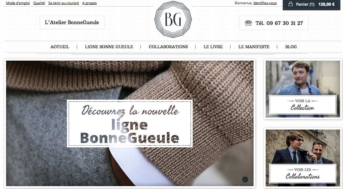 Site E-commerce de l'Atelier Bonne Gueule