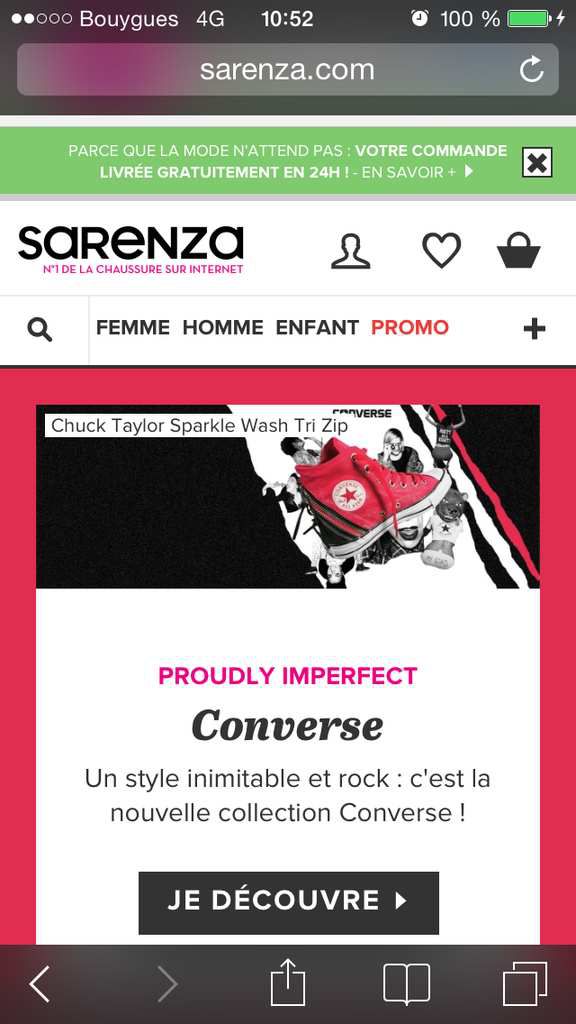 Site Sarenza.com version mobile