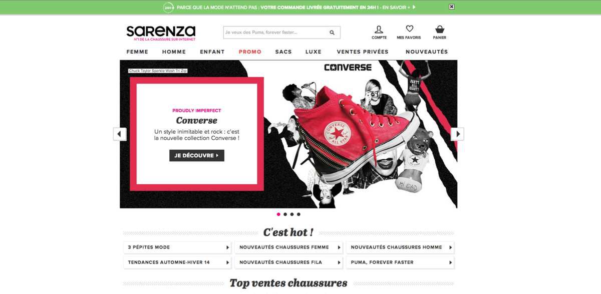 Site Sarenza.com version ordinateur
