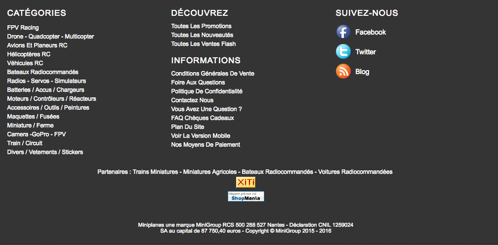 Découverte du site E-commerce : Miniplanes.fr