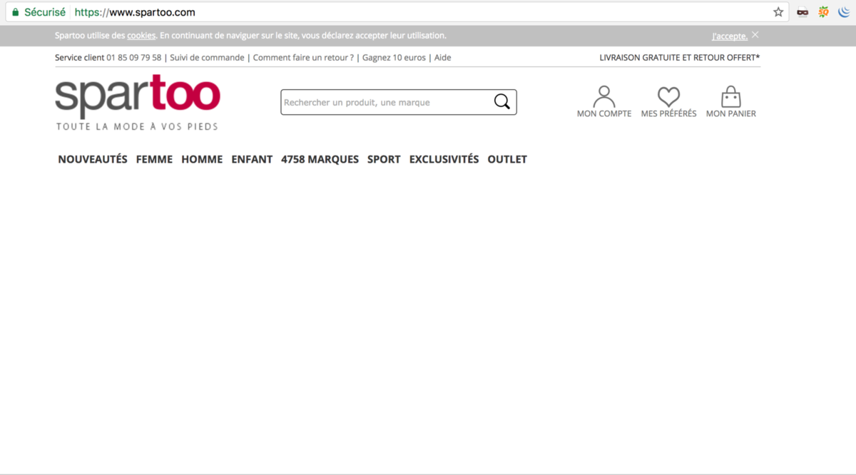 Ecommerce down : Spartoo