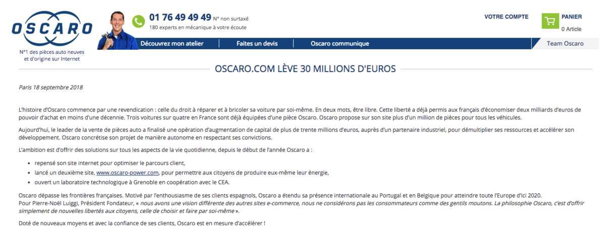 [ECOMMERCE] Oscaro lève 30 Millions d'euros, Autodistribution à la manoeuvre ?