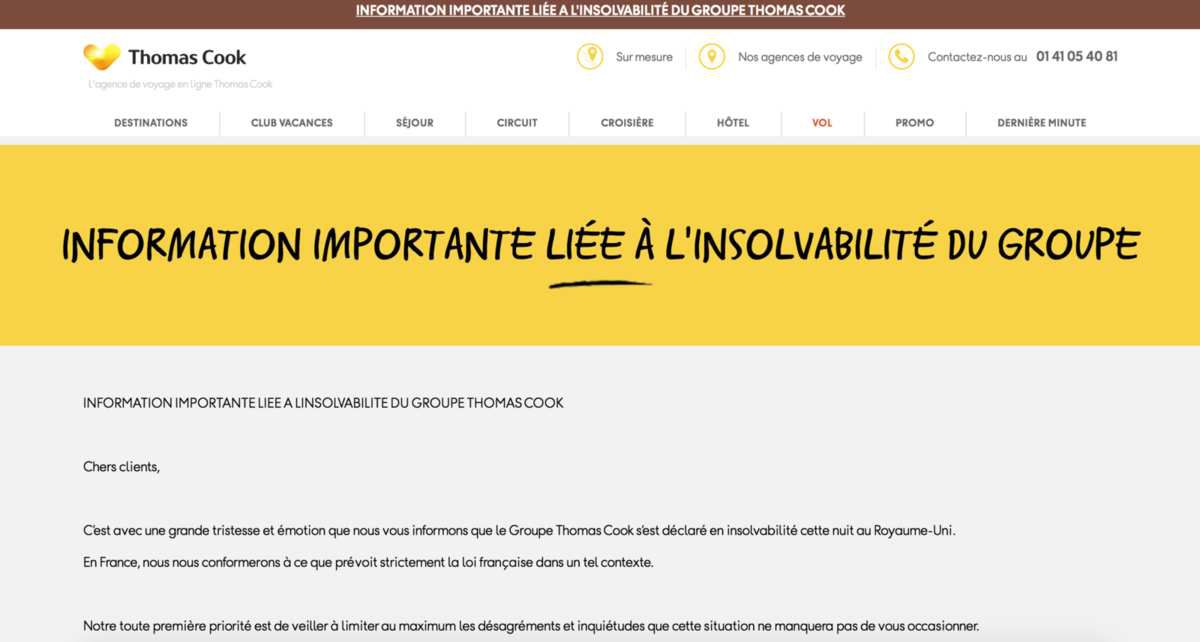 Illustration 1 [CLAP DE FIN] L'agence de voyage Thomas Cook en état de cessation des paiements, 3 questions se posent...