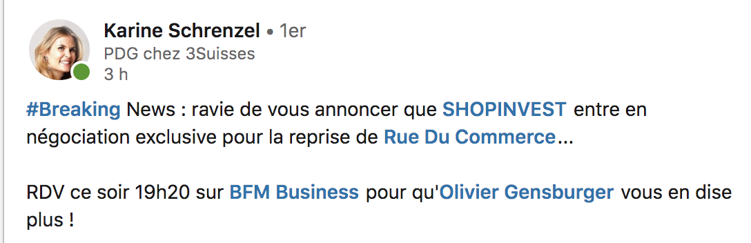 [ECOMMERCE] Les 3Suisses en négociations exclusives pour la reprise de RueDuCommerce