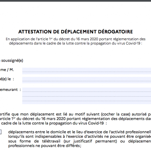 Illustration 1 Attestation sur l'honneur de déplacement dérogatoire 2020