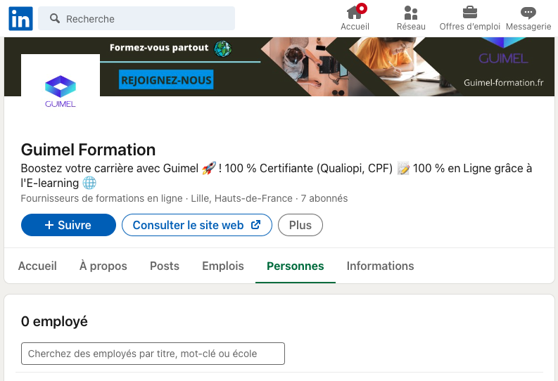 Page Linkedin GUIMEL formation