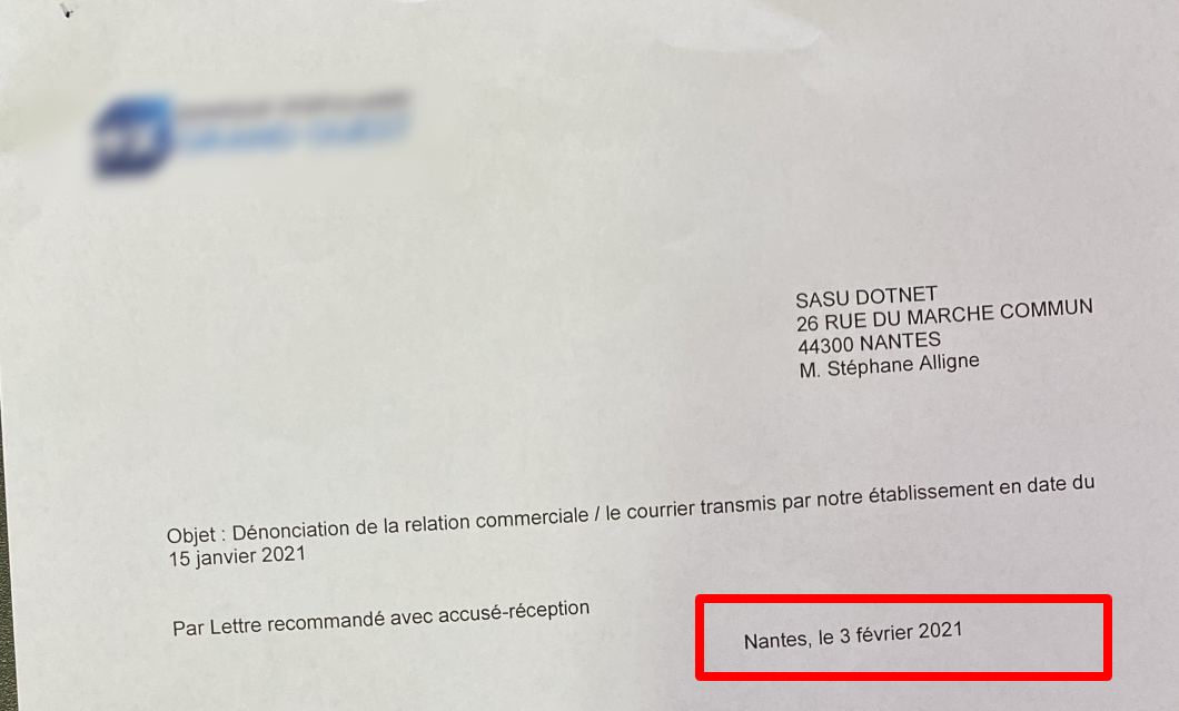 Courrier de la banque