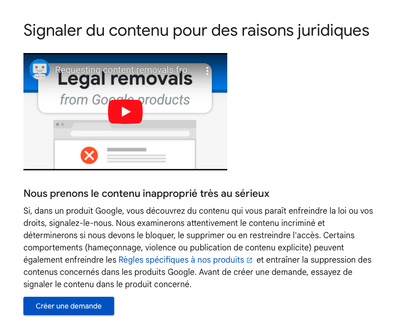 Signaler du contenu pour des raisons juridiques