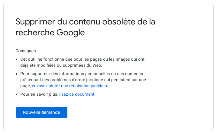 Supprimer du contenu obsolète de la recherche Google