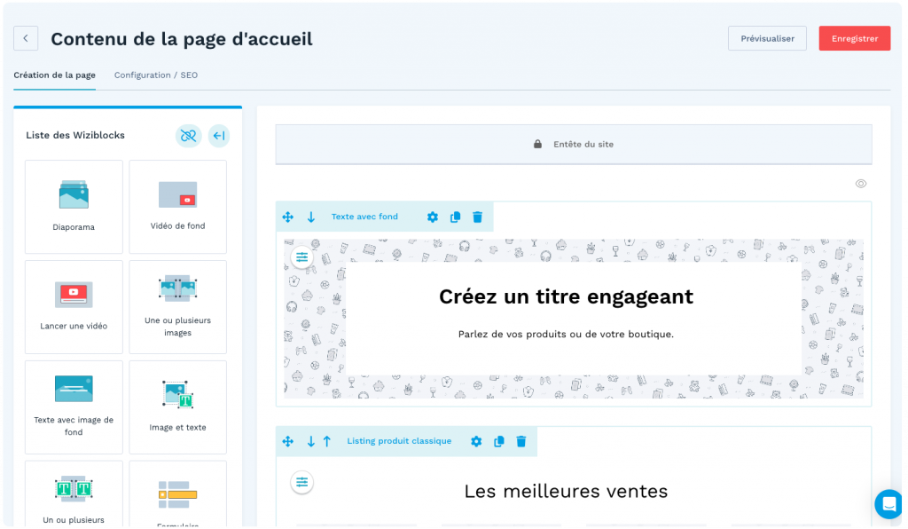 Personnaliser la page d'accueil de votre site Wizishop