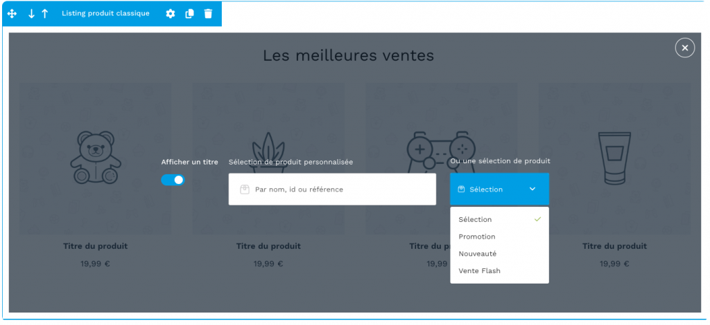 Modifier les meilleures ventes Wizishop