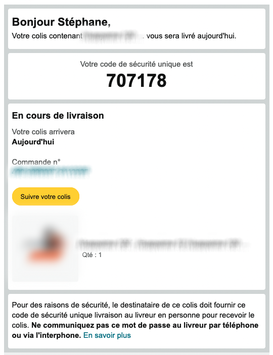 Code de livraison Amazon